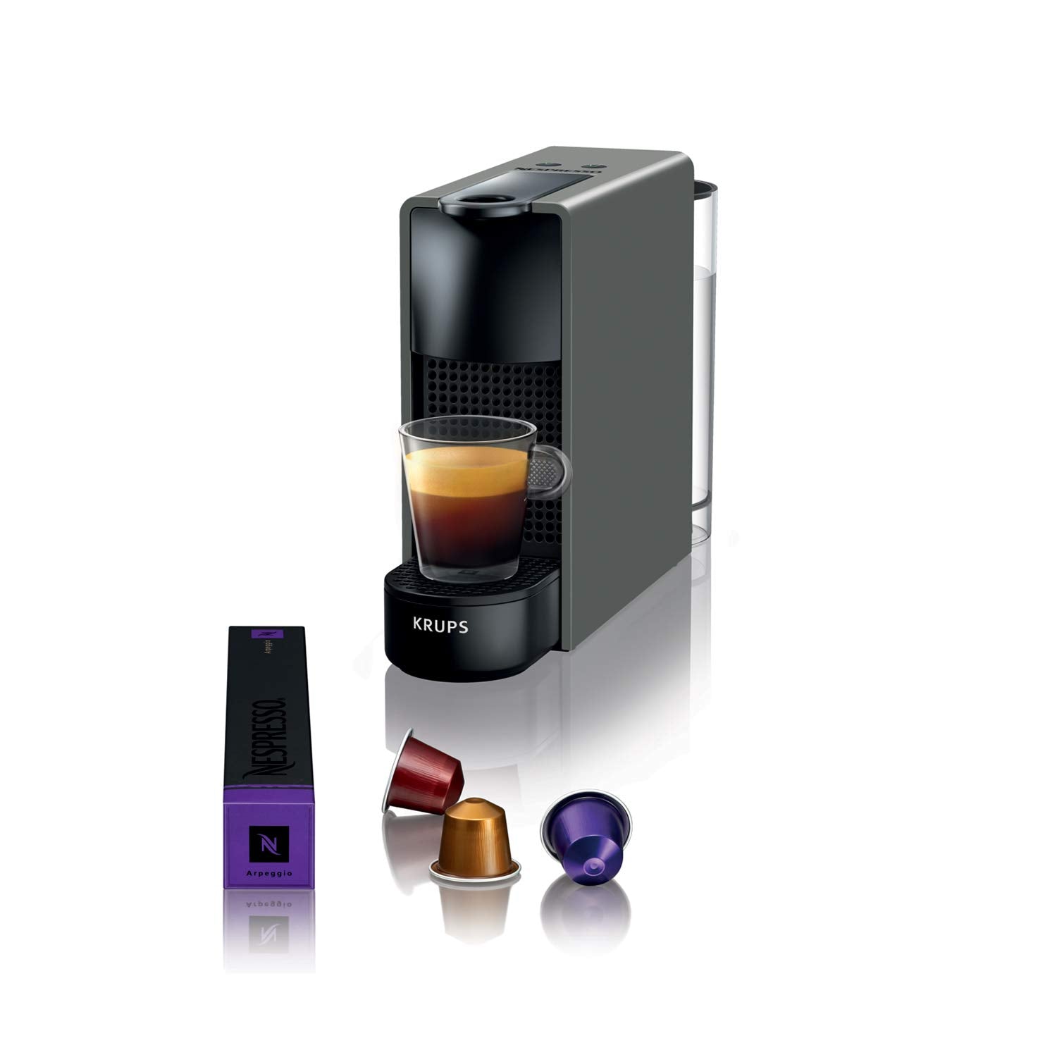 Machine à Café Nespresso Essenza Mini Gris Intense – Ultra-Compacte, Design Élégant, Facile d'Emploi